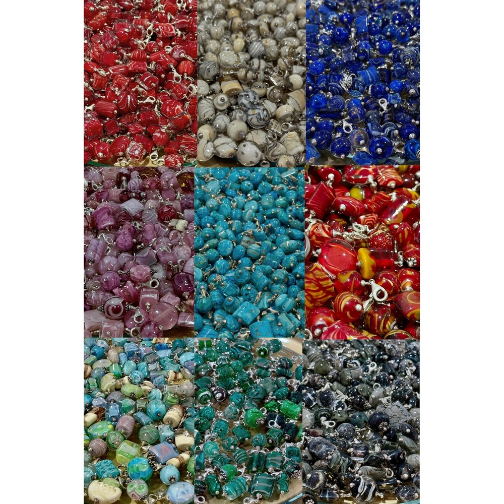 Lela Belle 50pc Murano Glass Interchangeable Charms Sterling Silver Handblown